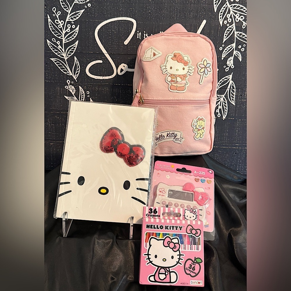 Hello Kitty Pink Backpack with Stationery Set